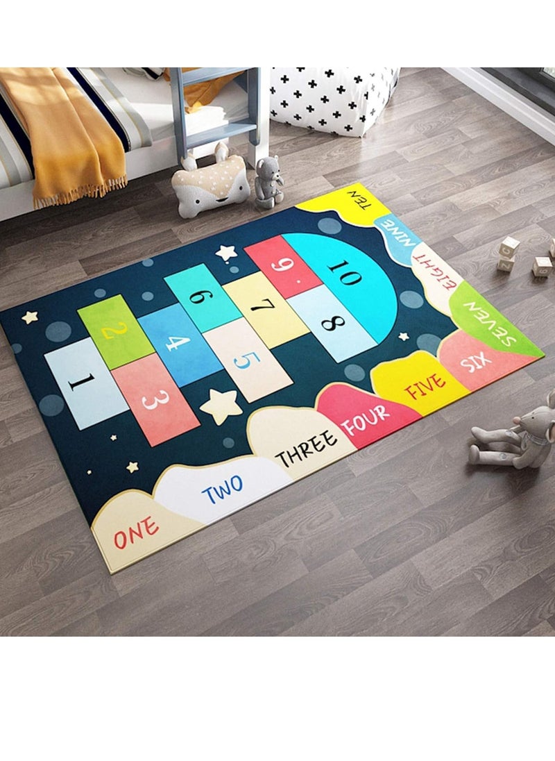 Play Mat Rug Hopscotch Game Rugs Play Area Rugs Educational Learning Numbers Floor Carpet Non Slip Play Carpet for Bedroom Playroom Living Room