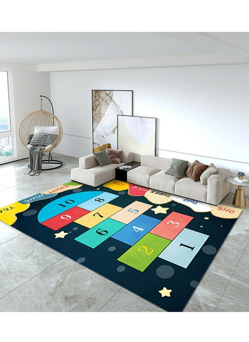 Play Mat Rug Hopscotch Game Rugs Play Area Rugs Educational Learning Numbers Floor Carpet Non Slip Play Carpet for Bedroom Playroom Living Room