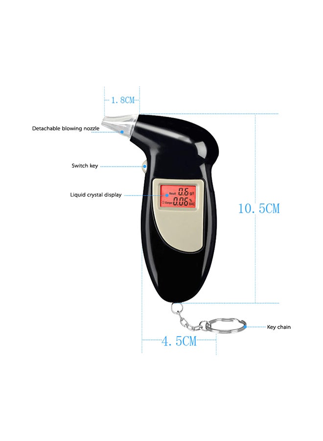 Digital LCD Backlit Display Breath Alcohol Tester Black 0.068kg