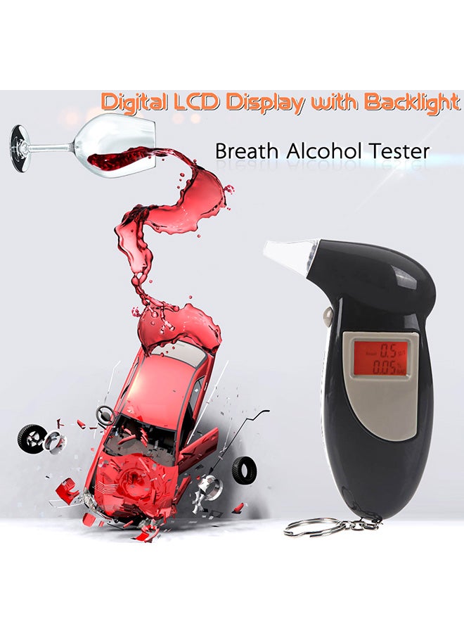 Digital LCD Backlit Display Breath Alcohol Tester Black 0.068kg