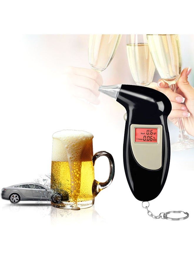 Digital LCD Backlit Display Breath Alcohol Tester Black 0.068kg