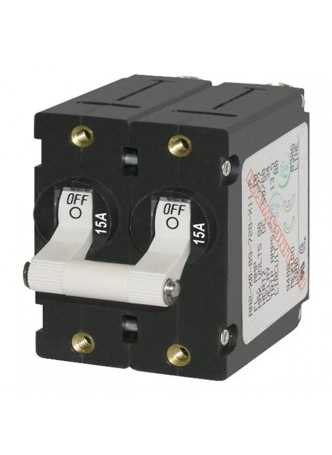 Blue Sea Systems 7235 A-Series White Toggle Circuit Breaker - Double Pole 15A