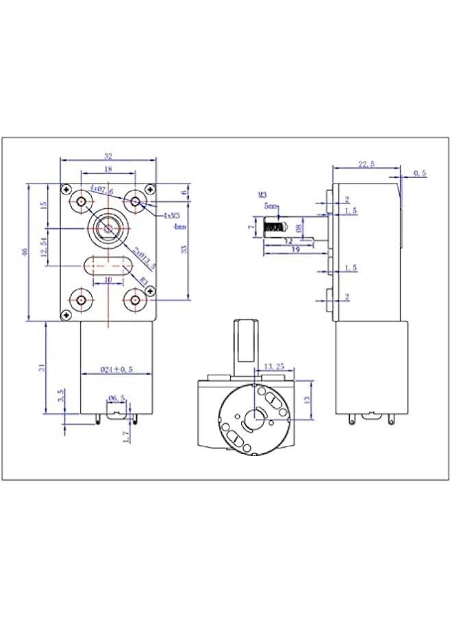 DC 12V Gear Motor, Worm Gear Motor with 12mm Double Shaft Self Locking Reversible High Torsion Worm Speed Reduction, for Remote Controlled Curtains, for BBQ Grills (3RPM)