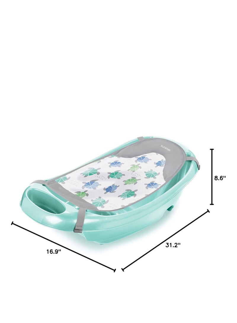 Splish 'n Splash Newborn to Toddler Tub (Aqua) - 3-Stage Tub for Newborns, Infants, and Toddlers - Includes Fabric Newborn Sling, Cushioned Support, Parent Assist Tray, and a Drain Plug