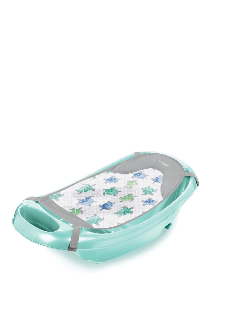 Splish 'n Splash Newborn to Toddler Tub (Aqua) - 3-Stage Tub for Newborns, Infants, and Toddlers - Includes Fabric Newborn Sling, Cushioned Support, Parent Assist Tray, and a Drain Plug