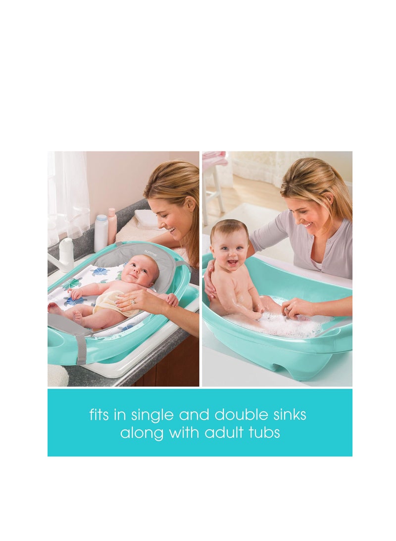 Splish 'n Splash Newborn to Toddler Tub (Aqua) - 3-Stage Tub for Newborns, Infants, and Toddlers - Includes Fabric Newborn Sling, Cushioned Support, Parent Assist Tray, and a Drain Plug