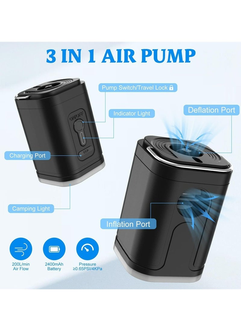 Electric Air Pump Portable Wireless Air Compressor Inflator/Deflator Pumps For Inflatable Cushions Air Beds Boat Swimming Ring Grey