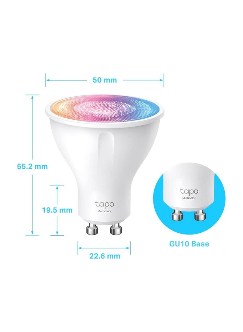 Tapo TP-Link Smart WLAN Light Bulb GU10 L630, Energy Saving, 3.5 W Equivalent to 50 W, Multicoloured Dimmable Alexa Smart Lamp, Smart Home Alexa Accessories, 16 Million Colours