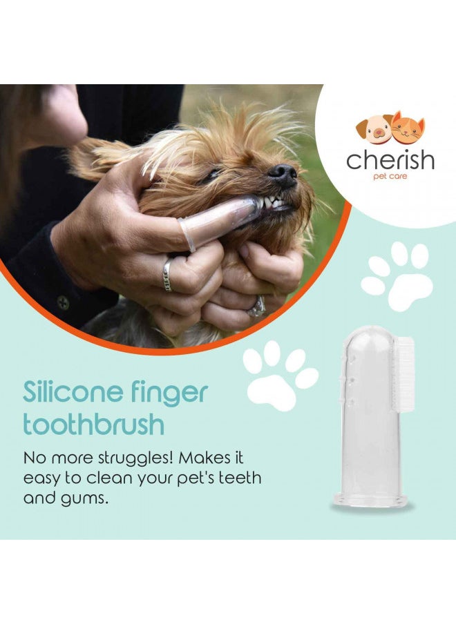 Cherish Pet Care Dog Tooth Brushing Kit (3pcs) - Dog Finger Toothbrush, Double-Sided Toothbrush, Small Dog Toothbrush, Dog Teeth Cleaning, Puppy Tooth Brushing Kit, Small Dog Tooth Brushing Kit