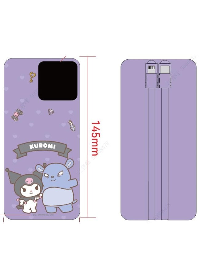 Sanrio characters 10000mAh Power Bank with built-in Cable(Kuromi)  Model: X-106C