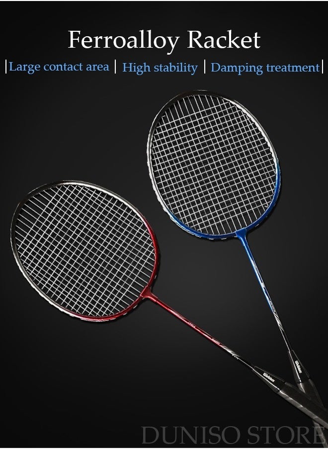 2 Pieces Badminton Set,Lightweight Ferroalloy Badminton Racket with Carrying Bag,Badminton Backyard Games for Outdoor Garden Beach Family Fun