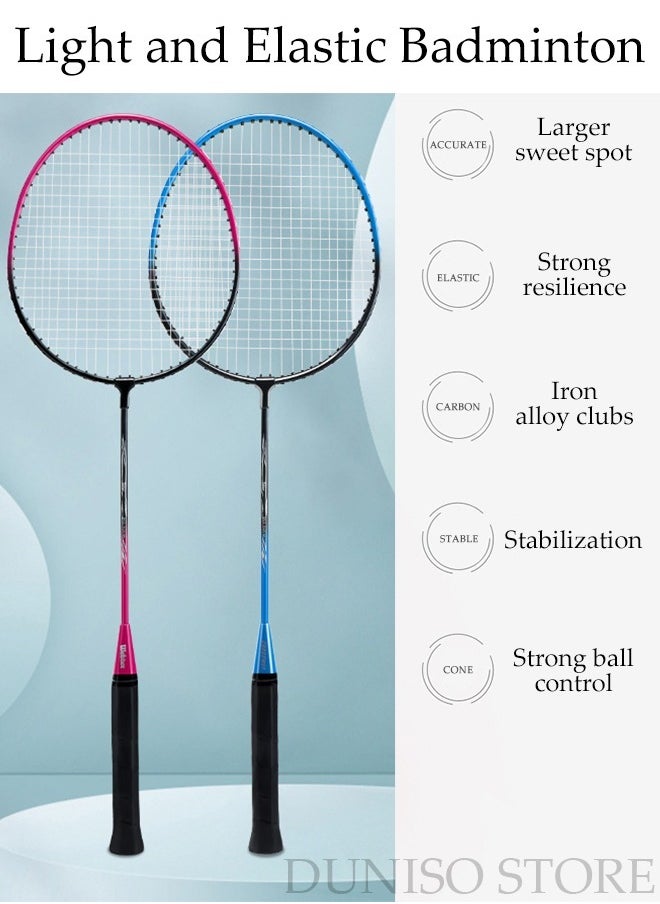 2 Pieces Badminton Set,Lightweight Ferroalloy Badminton Racket with Carrying Bag,Badminton Backyard Games for Outdoor Garden Beach Family Fun