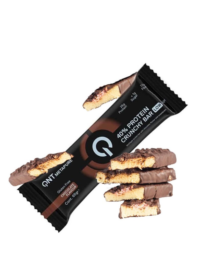 QNT, Metapure 40% Protein Crunchy Bar, Chocolate, 65g Pack of 12