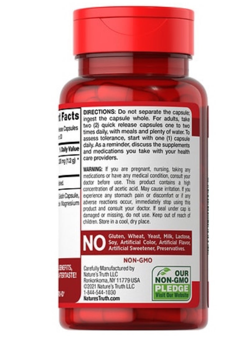 Apple Cider Vinegar 1200mg 60 Vegan Capsules