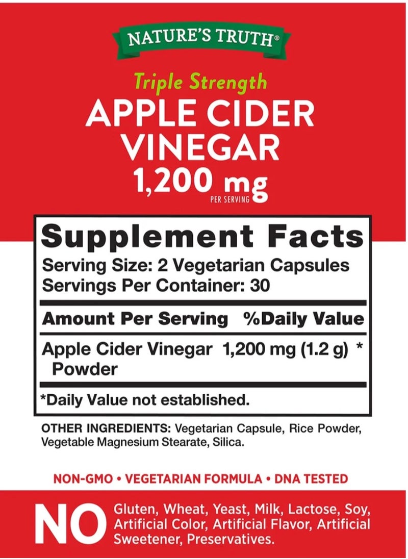Apple Cider Vinegar 1200mg 60 Vegan Capsules