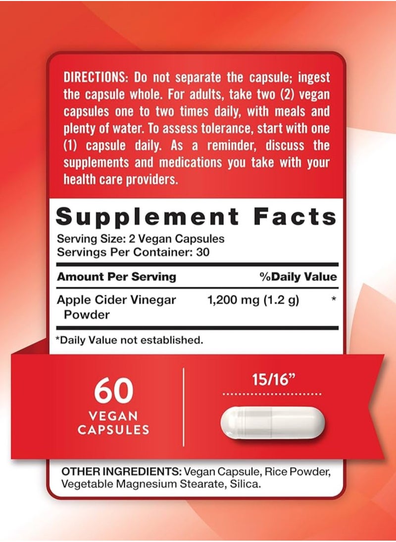 Apple Cider Vinegar 1200mg 60 Vegan Capsules