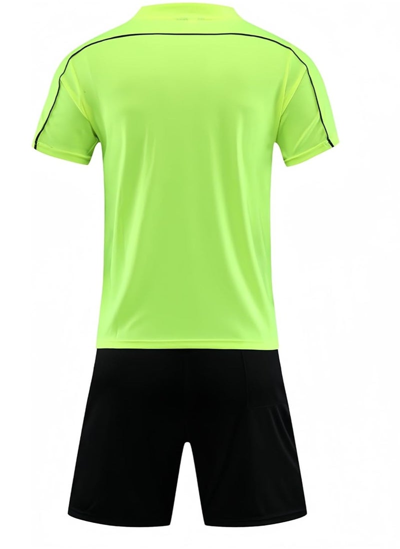 Men's Soccer Referee Uniform Short Sleeve Pro Referee Soccer Jersey - Includes Referee Jersey and Shorts