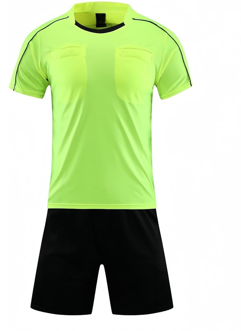 Men's Soccer Referee Uniform Short Sleeve Pro Referee Soccer Jersey - Includes Referee Jersey and Shorts