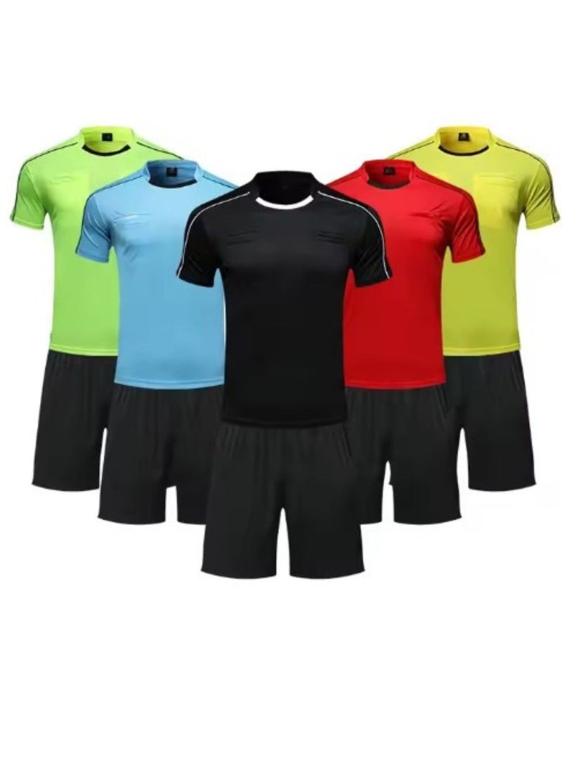 Men's Soccer Referee Uniform Short Sleeve Pro Referee Soccer Jersey - Includes Referee Jersey and Shorts