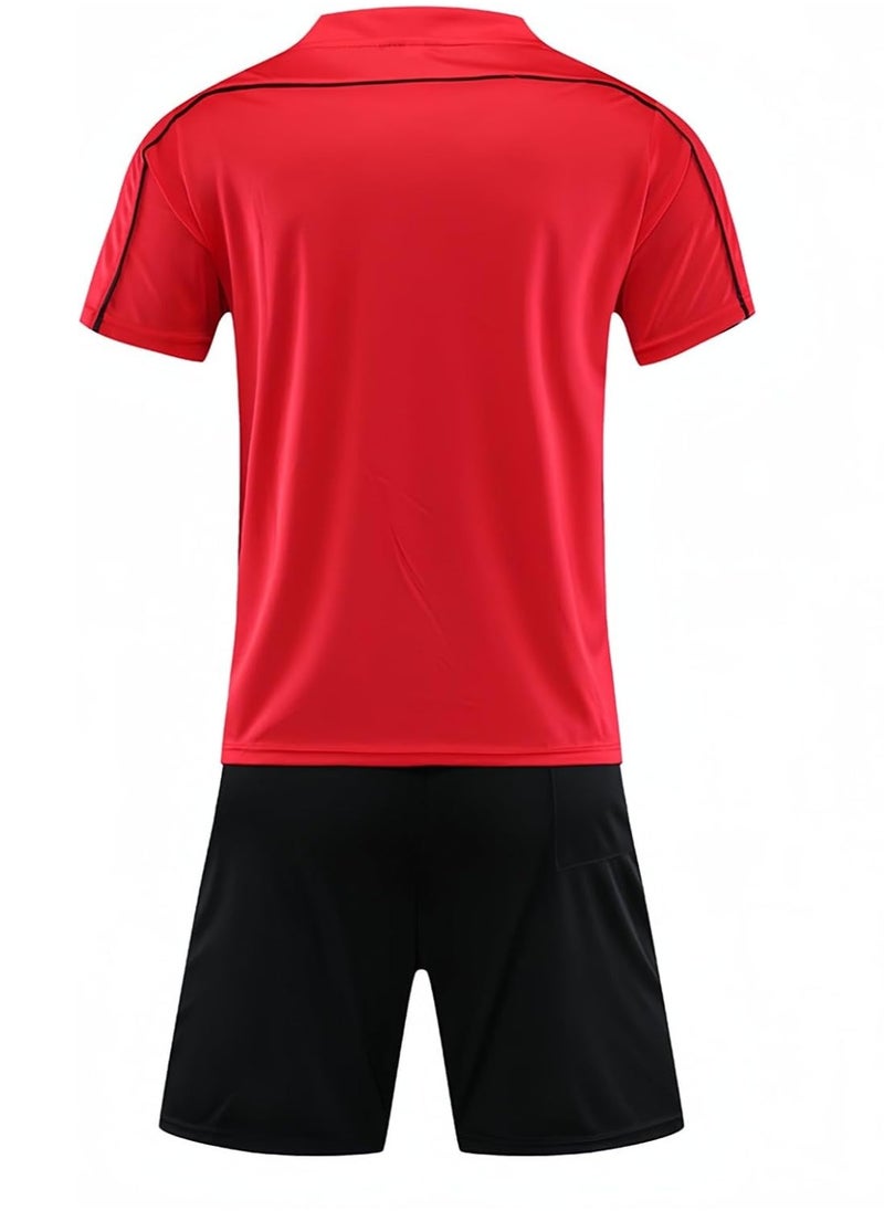 Men's Soccer Referee Uniform Short Sleeve Pro Referee Soccer Jersey - Includes Referee Jersey and Shorts