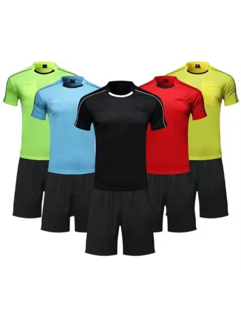Men's Soccer Referee Uniform Short Sleeve Pro Referee Soccer Jersey - Includes Referee Jersey and Shorts