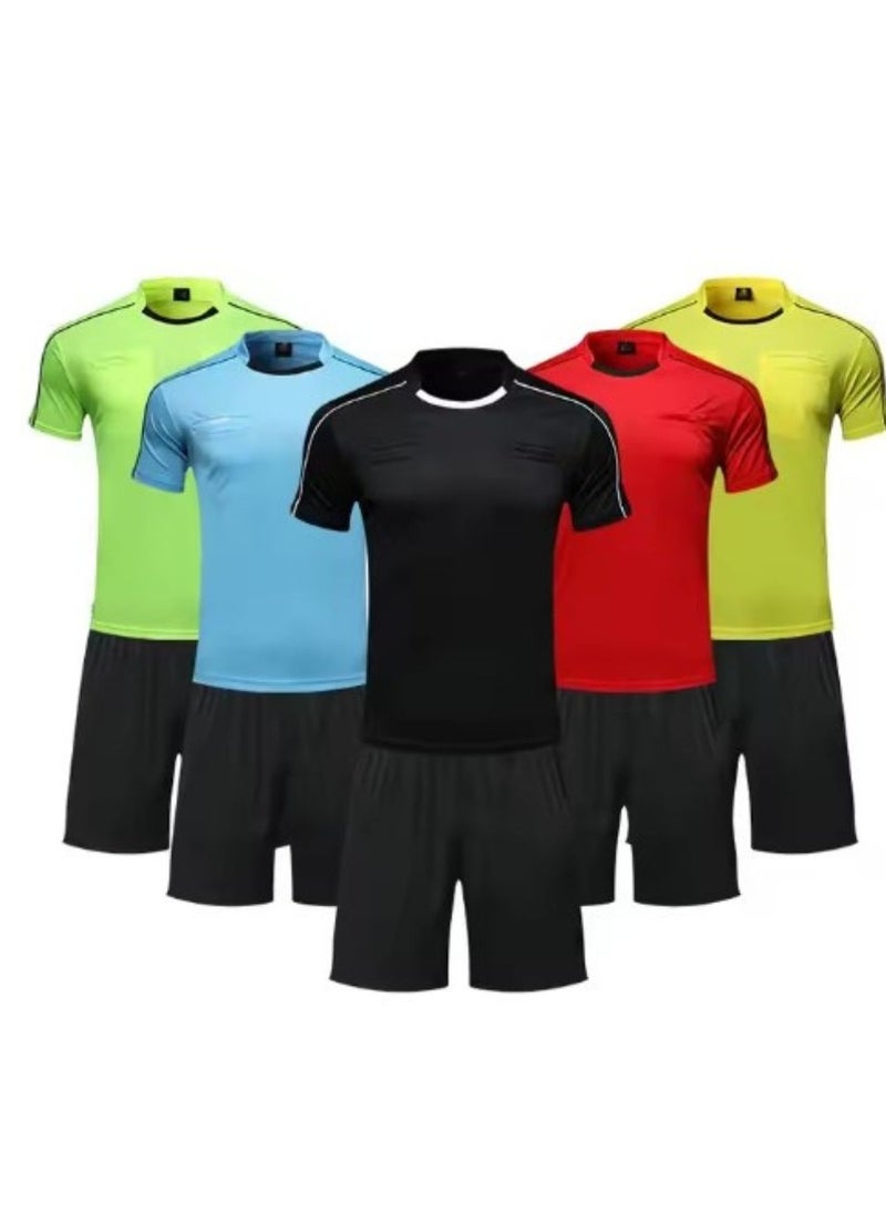 Men's Soccer Referee Uniform Short Sleeve Pro Referee Soccer Jersey - Includes Referee Jersey and Shorts