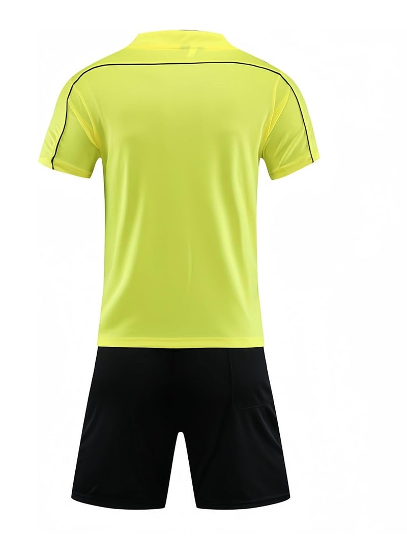 Men's Soccer Referee Uniform Short Sleeve Pro Referee Soccer Jersey - Includes Referee Jersey and Shorts