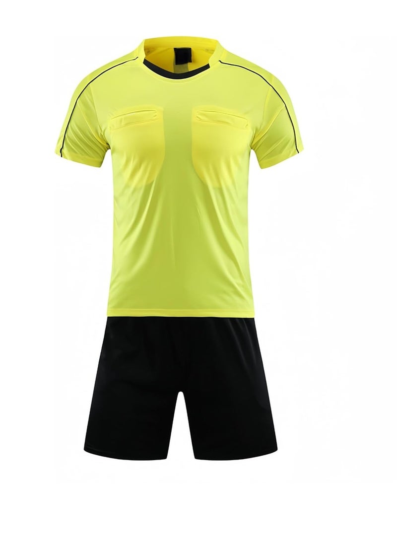 Men's Soccer Referee Uniform Short Sleeve Pro Referee Soccer Jersey - Includes Referee Jersey and Shorts