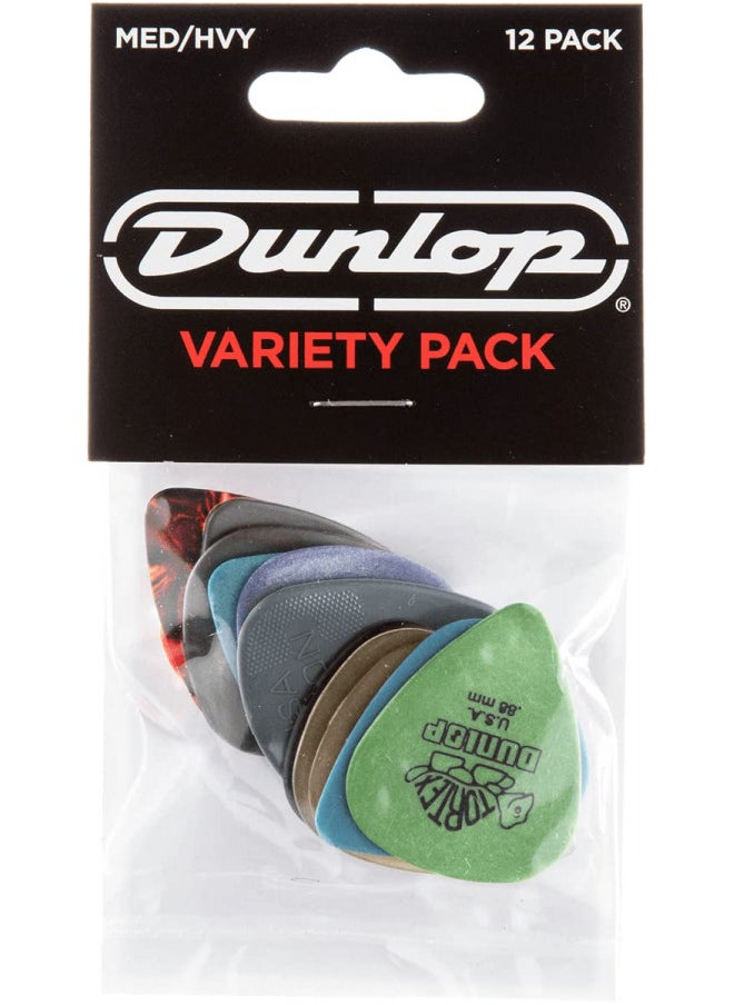 Dunlop Pick Variety Pack, Assorted, Medium/Heavy, 12/Player's Pack