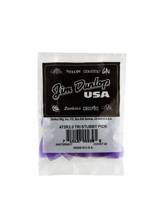 JIM DUNLOP 473R2.0 Tri Stubby®, Light Purple, 2.0mm, 24/Bag