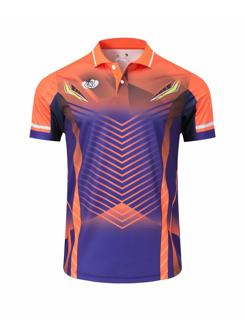 New Style Table Tennis Clothes Mens and Womens Top Quick-drying Breathable Summer Mens and Womens Table Tennis Lapel T-shirt 6079 Women's orange top