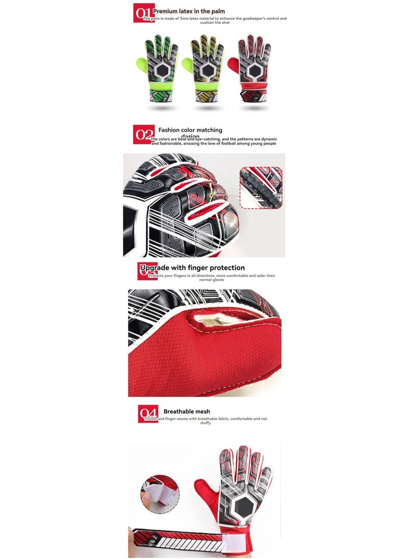 Black And Red Size 6 Soccer Goalkeeper Gloves, Youth And Adult Soccer Goalkeeper Gloves, High Performance Goalkeeper Gloves, Breathable Football Gloves With Grip For The Toughest Saves, Training And Matches