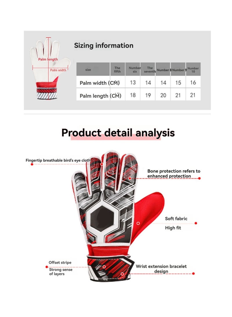 Black And Red Size 6 Soccer Goalkeeper Gloves, Youth And Adult Soccer Goalkeeper Gloves, High Performance Goalkeeper Gloves, Breathable Football Gloves With Grip For The Toughest Saves, Training And Matches