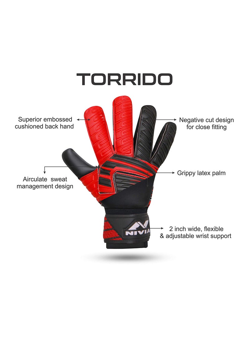 Raptor Torrido Football Goalkeeper Gloves | Size: Medium | Material: PVC Latex Foam | Superior Grip | For Goalie