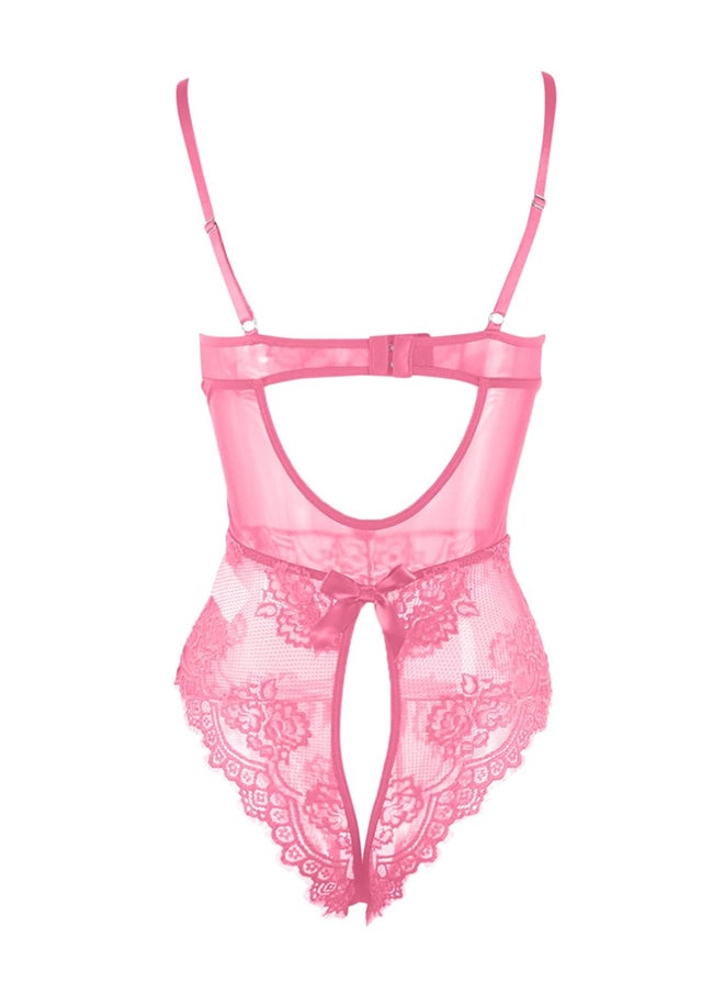 Women XL Nightwear Lingerie Set Night Dress Sleepwear Lace Bib Nighty Pink
