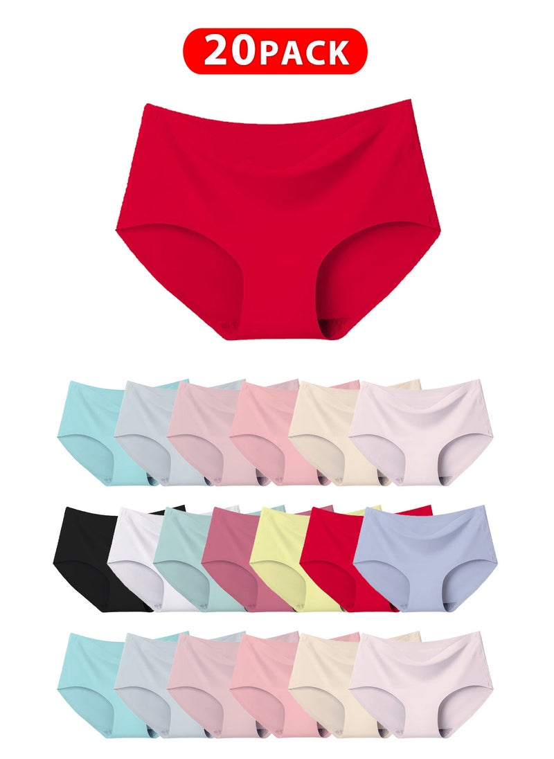 20 Packs, Women's XL Size Underwear Silk Women Lingerie Seamless Women High Rise Underwear Multicolour/Size Guide: 155/80 (S) - 160/85 (M) -165/90 (L) -170/95 (XL)