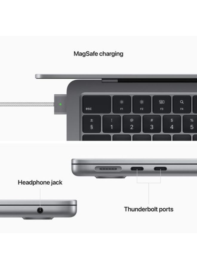 MacBook Air MC7U4 13.6-Inch Display, Apple M2 chip with 8-core CPU and 8-core GPU Processor/16GB RAM/256GB SSD/macOS English/Arabic Space Grey