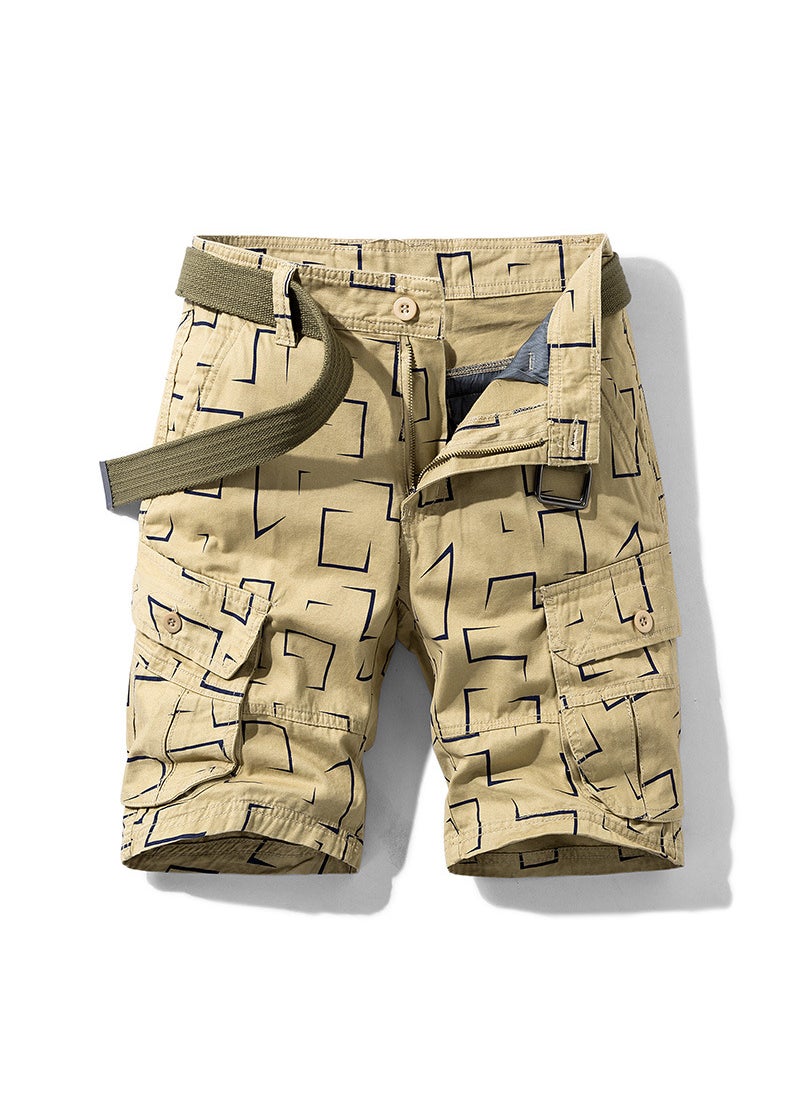 2024 Summer Mens Cargo Shorts Casual Straight-Leg Black