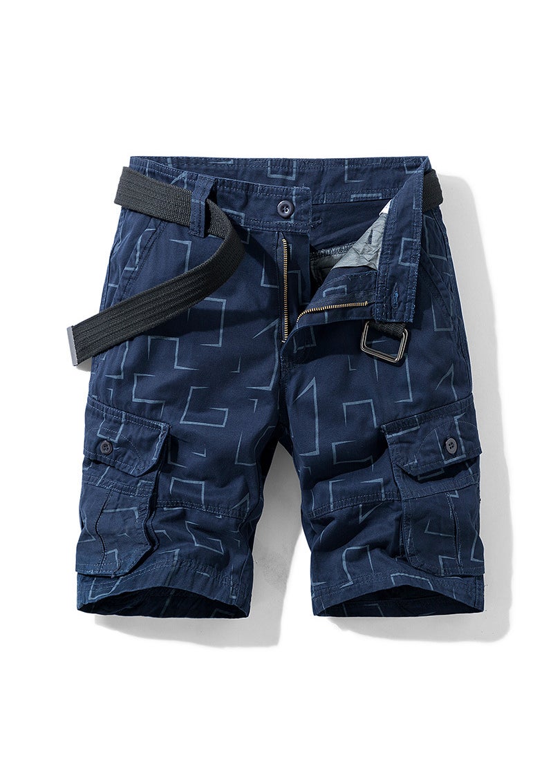 2024 Summer Mens Cargo Shorts Casual Straight-Leg Black