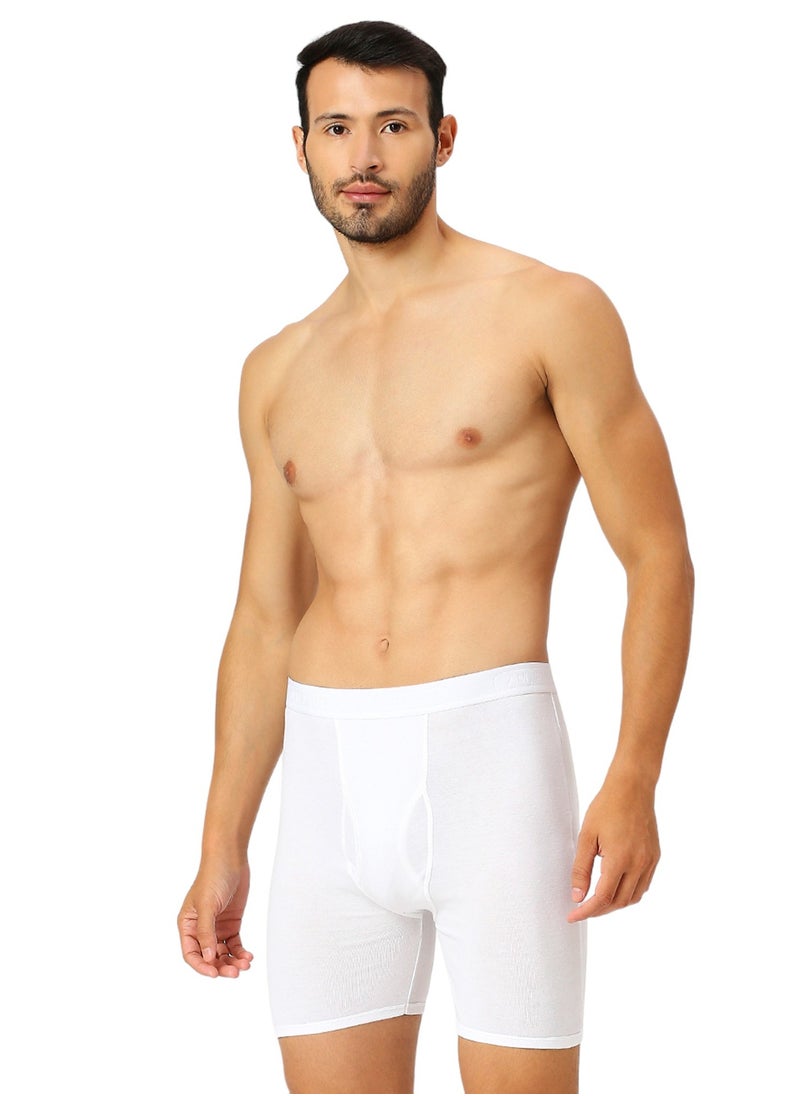 MEN'S COTTON BOXER BRIEF SHORT (PACK OF 3) - WHITE