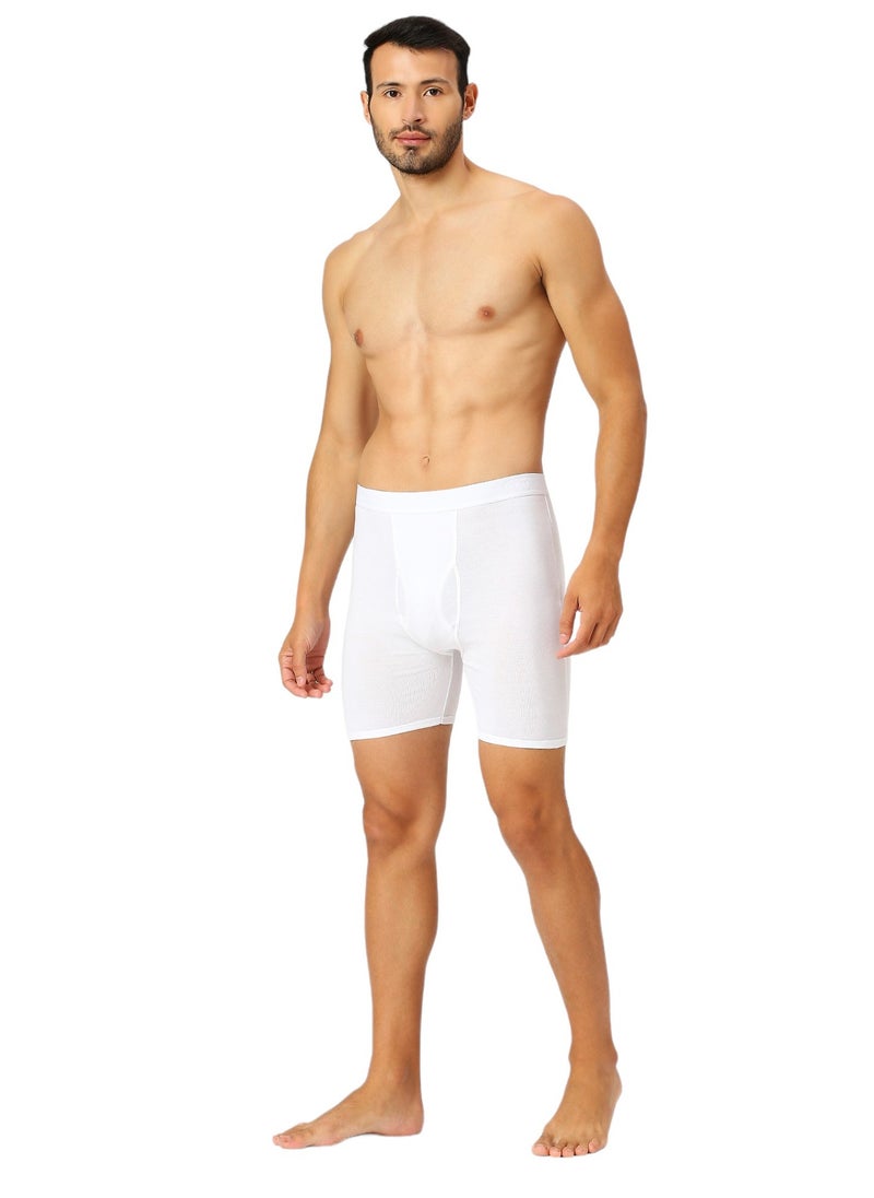 MEN'S COTTON BOXER BRIEF SHORT (PACK OF 3) - WHITE