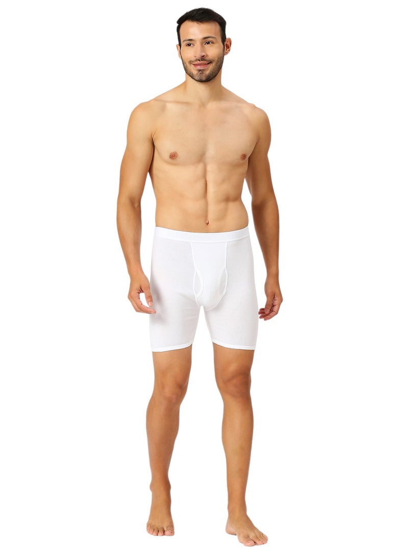 MEN'S COTTON BOXER BRIEF SHORT (PACK OF 3) - WHITE