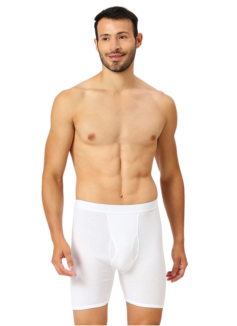 MEN'S COTTON BOXER BRIEF SHORT (PACK OF 3) - WHITE