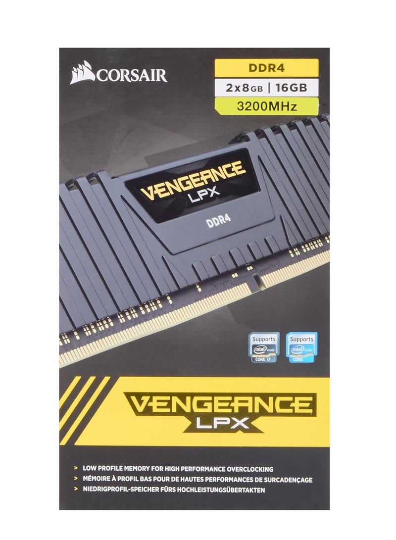 Vengeance LPX 16GB (2x8GB) DDR4 DRAM 3200MHz C16 Desktop Memory Kit - Black (CMK16GX4M2B3200C16)