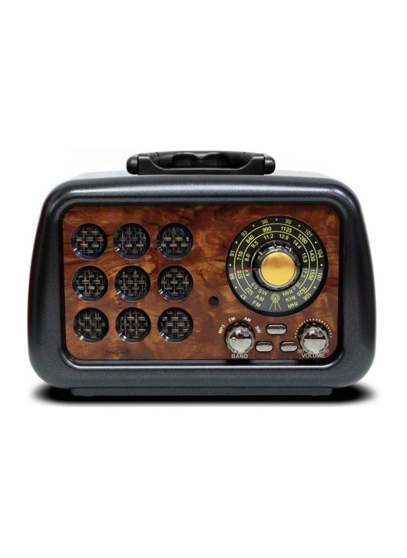 Portable AM/FM radio with Bluetooth audio player classic style