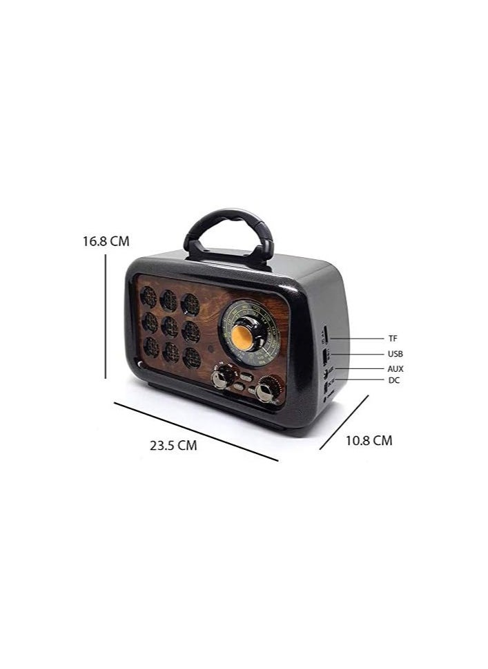 Portable AM/FM radio with Bluetooth audio player classic style