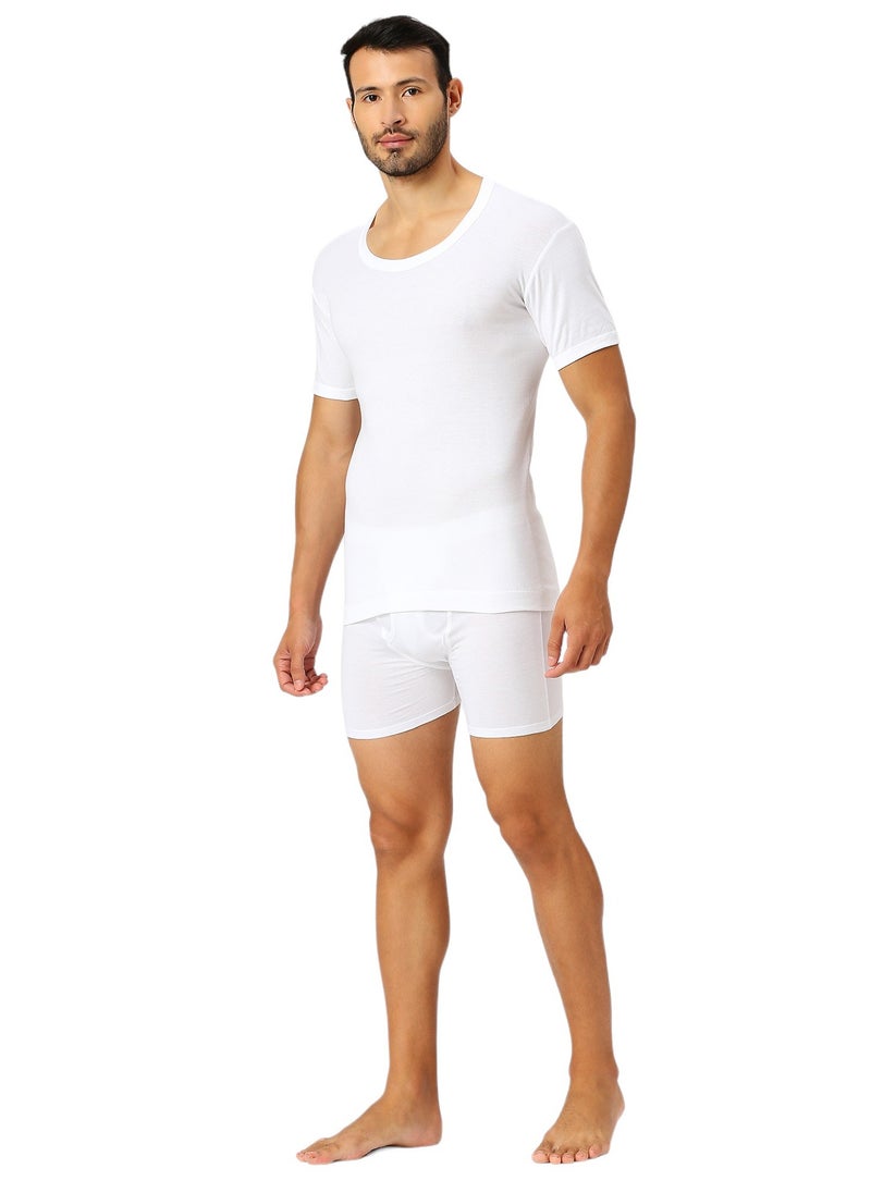 MEN'S ROUND NECK COTTON UNDERSHIRT (PACK OF 3) - WHITE