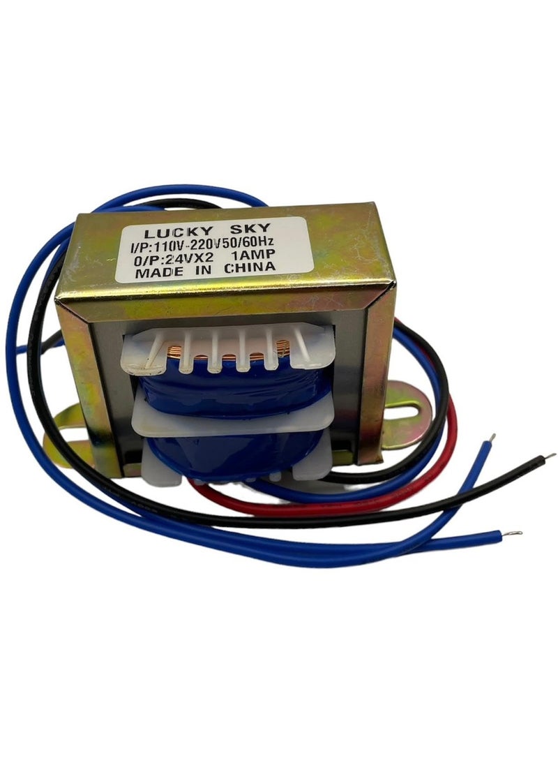 Lucky Sky Transformer Open Frame 5-Wire Vertical Mount EI Power Transformer 110V And 220VAC to Center Tap Power Transformer (TS-24V-0-24V 1A).