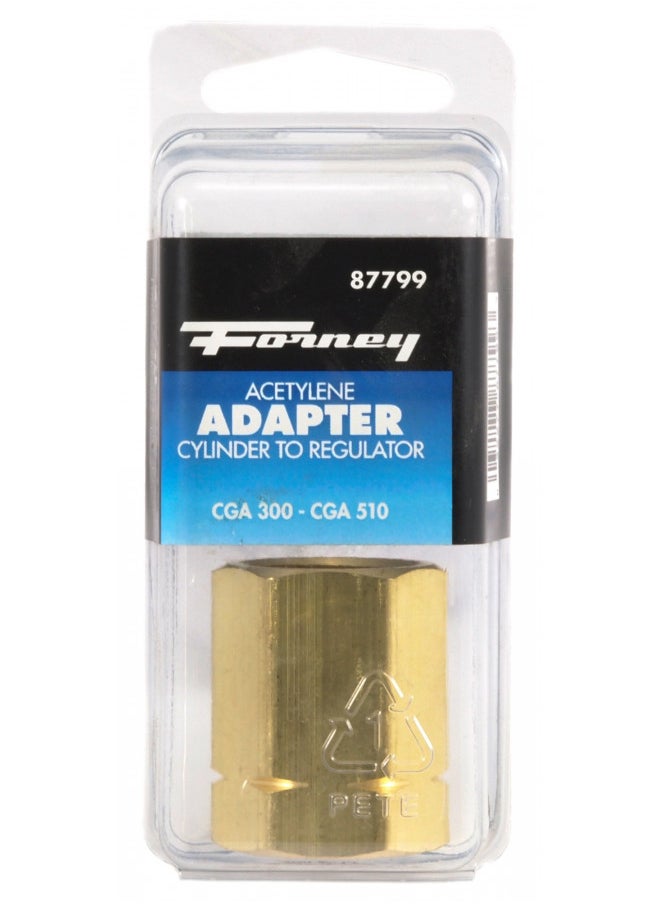 Forney 87799 Acetylene Regulator Adaptor, CGA 300 To CGA 510, #3 Tank to Regulator, 80-CF