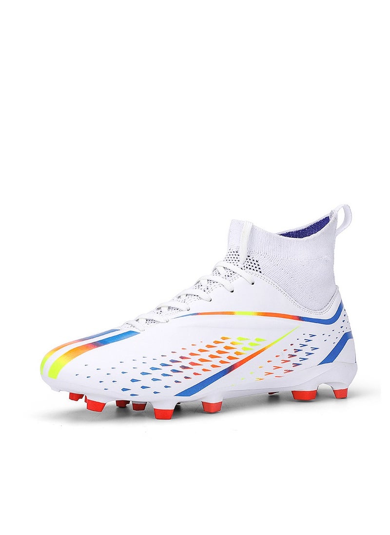 Spike sneakers TF training shoes Football shoes non-slip(Spike bright white)